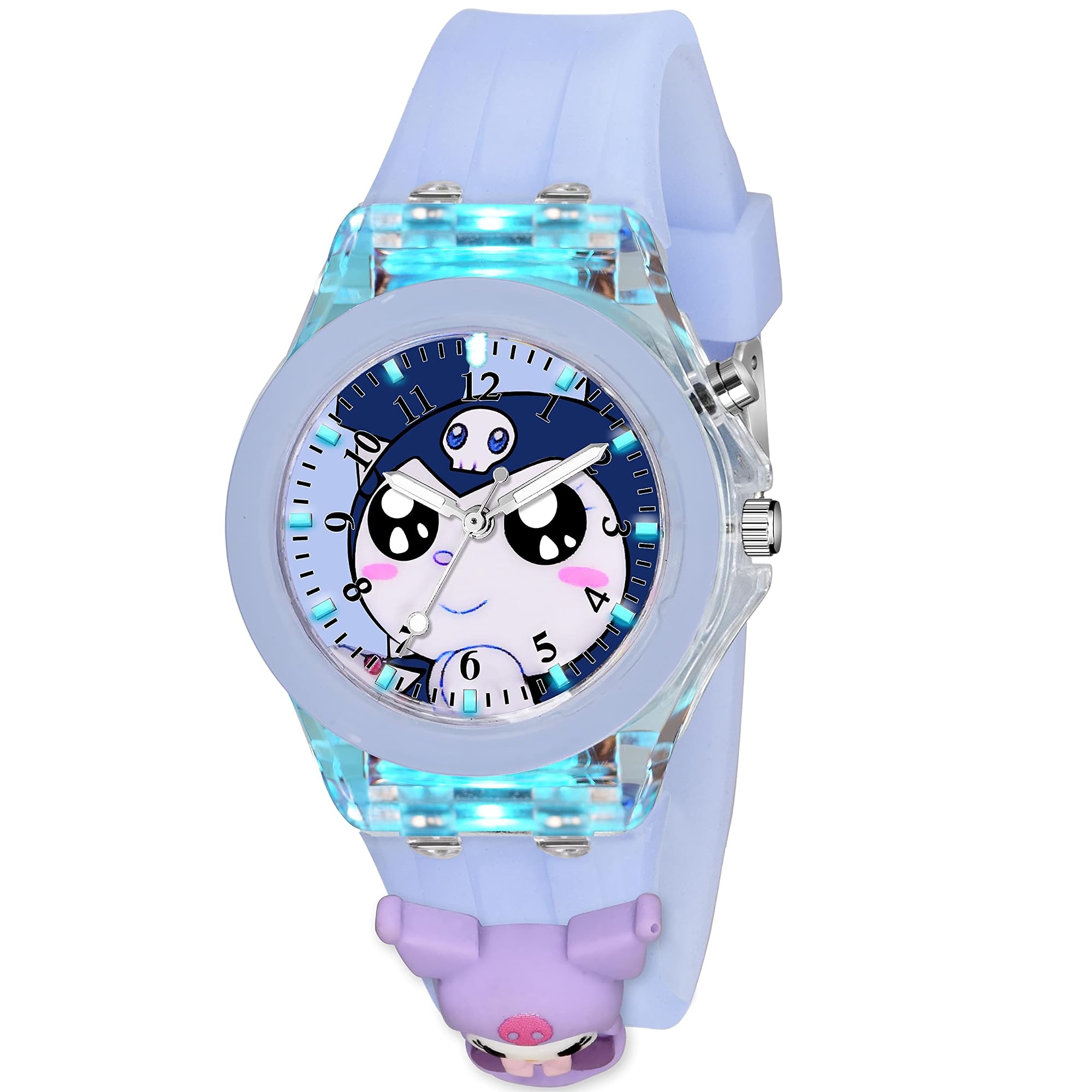 Cute Cartoon Multi Color Lights Rubber Strap Analog Watch for Girls